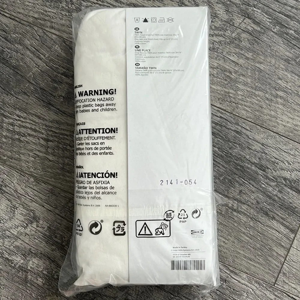 IKEA twin fitted sheet white 100% cotton
